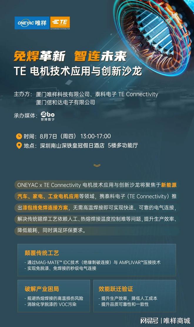 泰科联合呈现：电机技术应用与创新沙龙pg电子模拟器免费版诚邀莅临 唯样(图1)